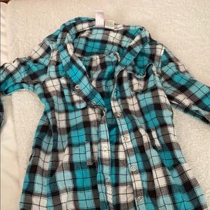 blue and white flannel